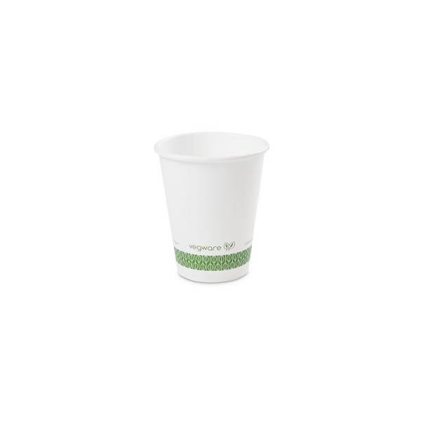 LV-8G Vegware™ 79-Series Compostable 8-ounce Single Wall White Hot Paper Cups